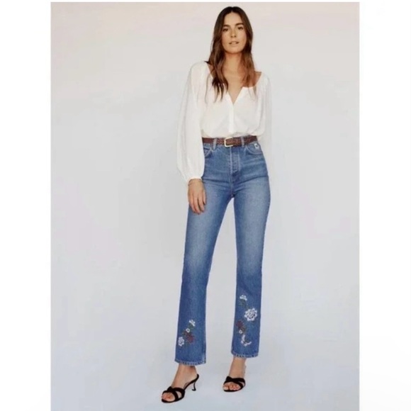 Reformation Floral Embroidered Jeans - Picture 2 of 7
